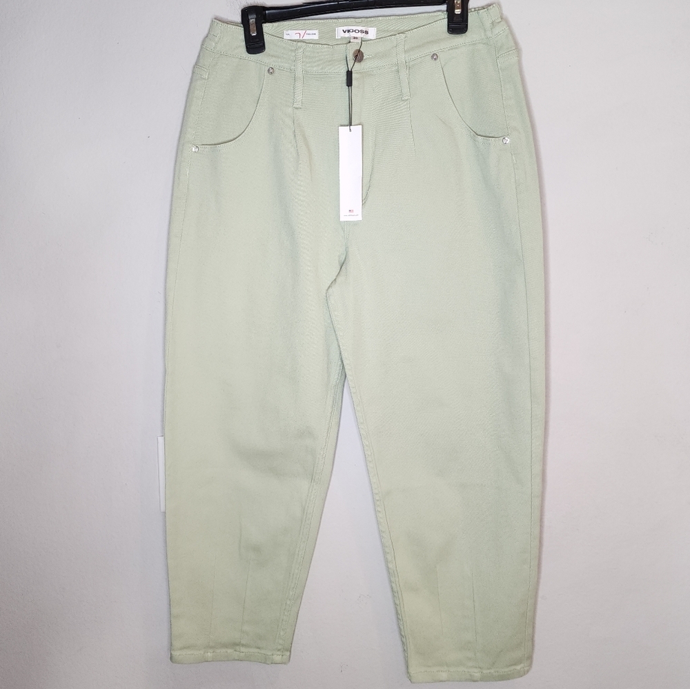 NWT Vigoss Balloon Barrel Stretch Denim Ace Light Green Jeans Size 30 (10)